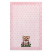 Mothers Day - Pink Tulips - Yorkshire Terrier