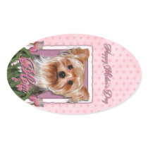 Mothers Day - Pink Tulips - Yorkshire Terrier