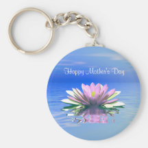 Mother's Day Pink Water Lily Key Chains