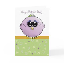 Mothers Day Purple Baby Bird Greeting Card