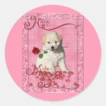 Mothers Day - Red Rose - Bichon Frise Round Stickers