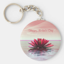 Mother's Day Red Water Lily Keychains