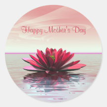 Mother's Day Red Water Lily Sticker
