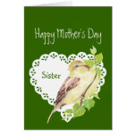 Mother's Day Sister Cute Watercolor Sparrow Greeting Cards