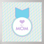 MOTHERSDAY KAWAII BADGE BLUE PURPLE POSTERS