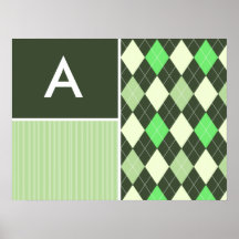 Motif à motifs de losanges foncé et vert clair posters