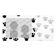 Motif animal d'empreinte de patte. Noir et blanc. Photocarte Customisée