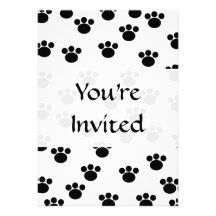 Motif animal d'empreinte de patte. Noir et blanc. Cartons D'invitation Personnalisés