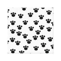 Motif animal d'empreinte de patte. Noir et blanc. Toiles Tendues