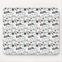 Motif blanc Mousepad de lapin de Cutie Tapis De Souris
