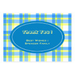 Motif bleu et jaune de plaid modèle de carte de visite