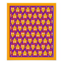 Motif bleu et orange de hibou photographie d’art