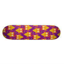Motif bleu et orange de hibou skateboards customisés