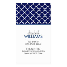 Motif bleu-foncé de Morrocan Quatrefoil Carte De Visite