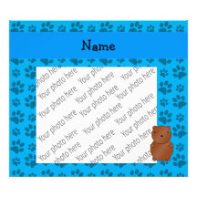 Motif bleu personnalisé de patte d'ours nommé impression photographique