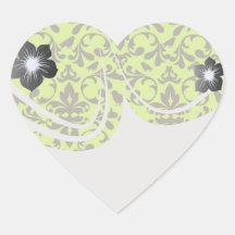 motif brun de damassé de vert d'oiseau et de chaux autocollant