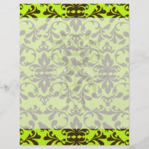 motif brun de damassé de vert d'oiseau et de chaux prospectus personnalisés