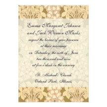 motif brun floral complexe de nouveau d'art carton d'invitation
