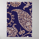 Motif chic floral girly vintage de Paisley de dama Posters
