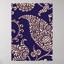 Motif chic floral girly vintage de Paisley de dama Posters
