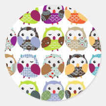 Motif coloré de hibou autocollants