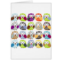 Motif coloré de hibou carte de vœux