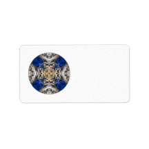 Motif complexe bleu et orange sur le blanc étiquettes d’adresse
