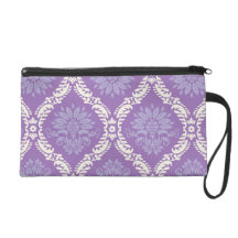 motif crème pourpre de damassé pochettes avec dragonne