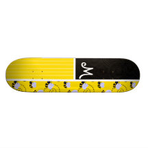 Motif d'abeille jaune et noire plateau de skateboard