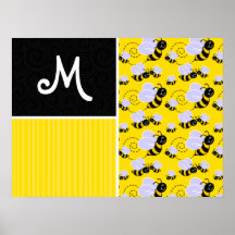 Motif d'abeille jaune et noire posters