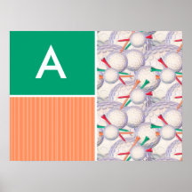 Motif de boules et de tee - shirt de golf affiches