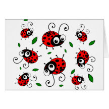 Motif de coccinelles de bande dessinée carte