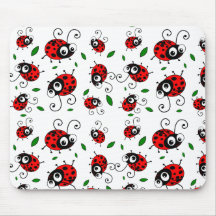 Motif de coccinelles de bande dessinée tapis de souris