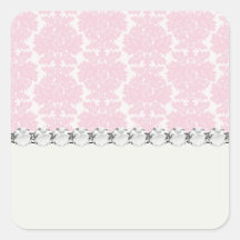 motif de damassé de flourish doucement de rose et  sticker carré