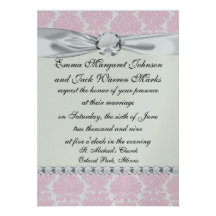 motif de damassé de flourish doucement de rose et  carton d'invitation