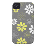 Motif de fleur gris et jaune coque iPhone 4