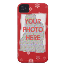 Motif de flocons de neige de Noël rouge et blanc Étui iPhone 4