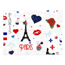 Motif de Paris avec Tour Eiffel Cartes Postales