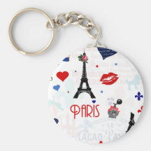 Motif de Paris avec Tour Eiffel Porte-clé