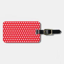 Motif de point blanc et rouge de polka. Tacheté Étiquette De Bagages