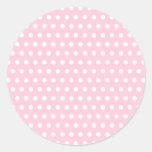 Motif de point rose et blanc de polka. Tacheté Adhésifs Ronds