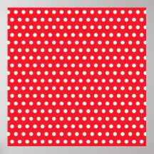 Motif de point rouge et blanc de polka. Tacheté Affiche