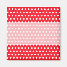 Motif de point rouge et blanc de polka. Tacheté Aimants