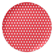Motif de point rouge et blanc de polka. Tacheté Assiettes
