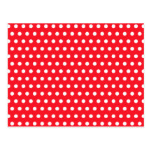 Motif de point rouge et blanc de polka. Tacheté Carte Postale