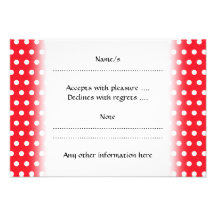 Motif de point rouge et blanc de polka. Tacheté Invitations Personnalisées