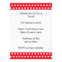 Motif de point rouge et blanc de polka. Tacheté Invitations Personnalisées