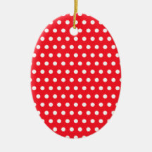 Motif de point rouge et blanc de polka. Tacheté Ornement De Noël