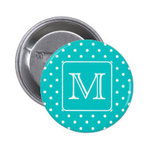 Motif de point turquoise et blanc de polka. Monogr Pin's