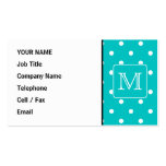 Motif de point turquoise et blanc de polka. Monogr Cartes De Visite Professionnelles